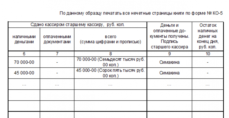 Ко 5 образец заполнения