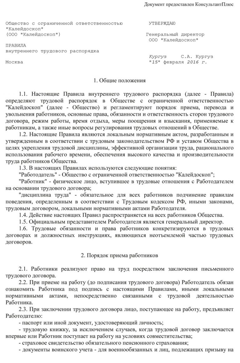 Правила внутреннего распорядка: порядок и образец составления ПВТР ...